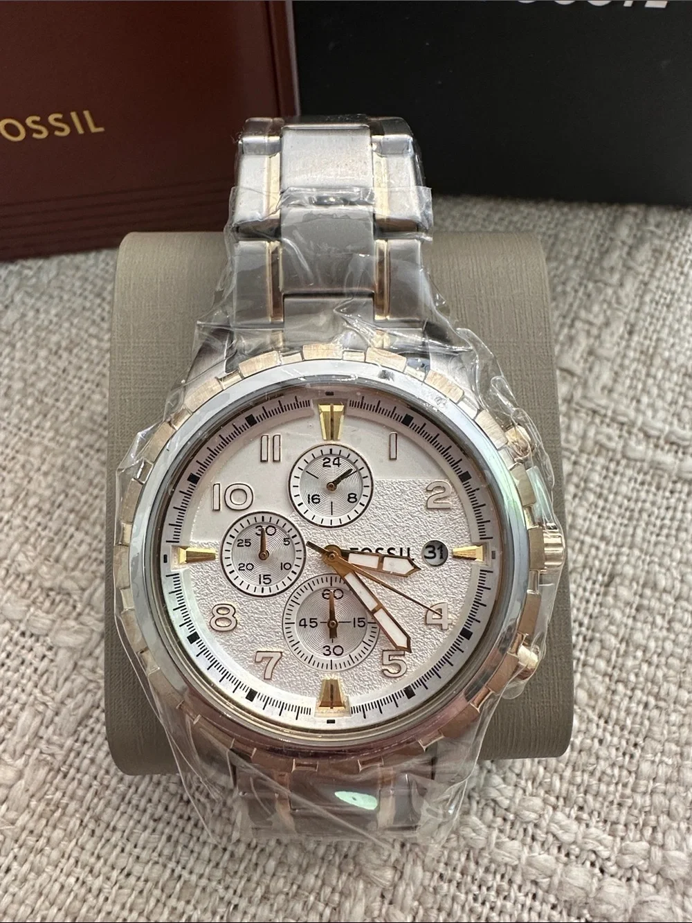 Fossil Two-Tone Silver and Gold Men's Chronograph Watch